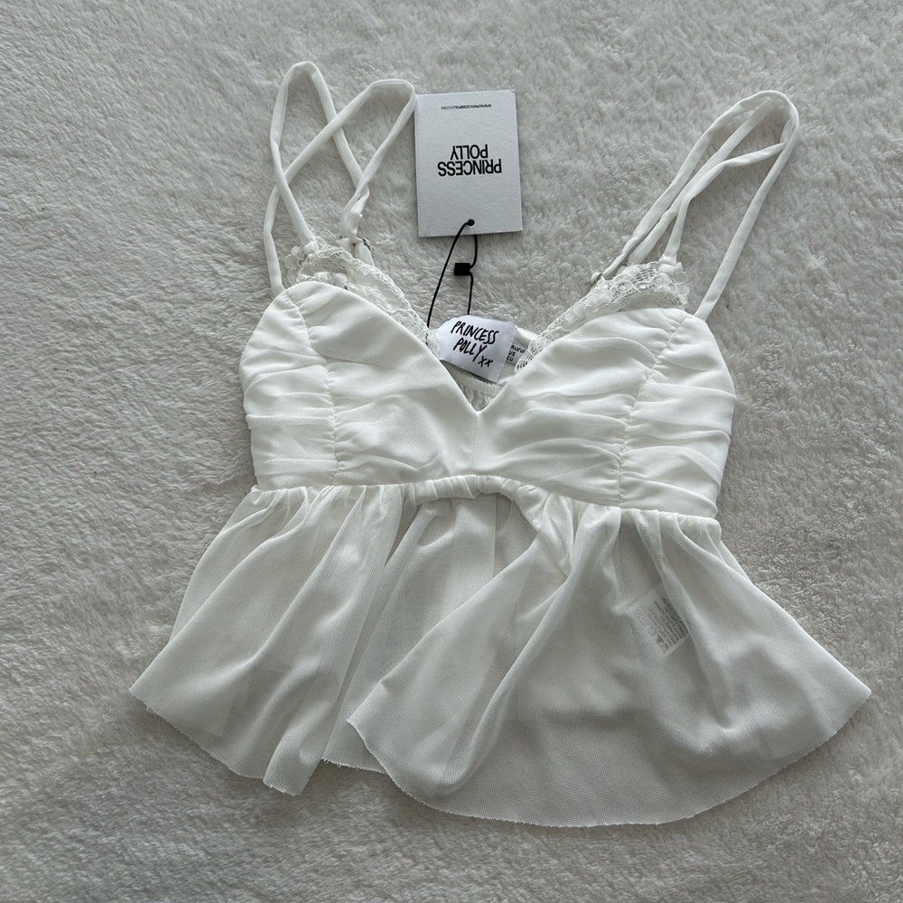 NWT white flowy tank top, princess polly